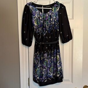 As U Wish Black and Purple Floral Mini Dress